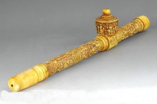 36cm lang, Eine alte Ya Pian Opium Pfeife ,Carving Knochenschnitzerei
