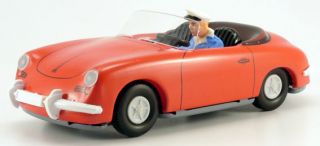 Tucher und Walther Porsche 356 Cabrio rot mit Fahrerfigur Blech