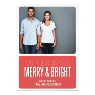 MERRY & BRIGHT  HOLIDAY PHOTO CARD PERSONALIZED INVITATION