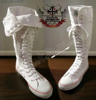 134 shoe lace KNEE HIGH ALL STAR CONVERSE BOOTS WHITE