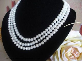 Echte Perlen dreireihige Perlenkette 53cm einzeln geknotet elegant TOP