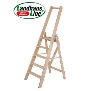 Landhaus Line Stufenleiter aus Holz, mit Podest Mod. 340