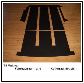 Gastraum und Kofferraum Komplett Teppich Fußmatte für VW T5 Multivan