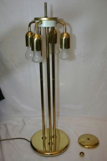 TISCHLAMPE MESSING LAMPE 72 CM LEDERSCHIRM STROMLAMPE BÜROLAMPE