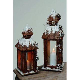 Tolle Laterne Windlicht aus Holz im Winterdesign, Höhe ca. 60cm