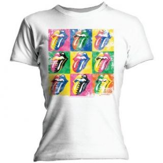 Rolling Stones     Warhol Zunge Mädchen Kurzarm T Shirt in Weiß