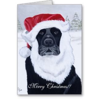 Black Labrador Christmas Santa Hat Painting Greeting Card