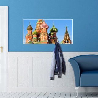 Wandgarderobe weiß aus Holz mit Motiv Basilius Kathedrale Moskau