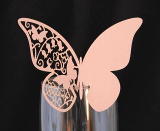 35 Platzkarten Schmetterling ans Glas rosa Hochzeit Tischkarten