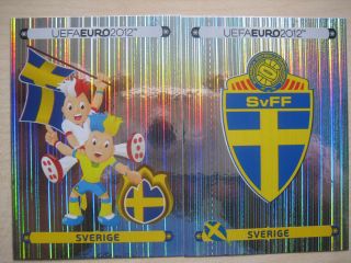 Euro EM 2012 Sticker Maskottchen + Wappen Schweden 426 + 427