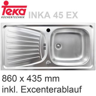 Spüle Edelstahlspüle Küchenspüle TEKA INKA 45 mit Excenter 860x435