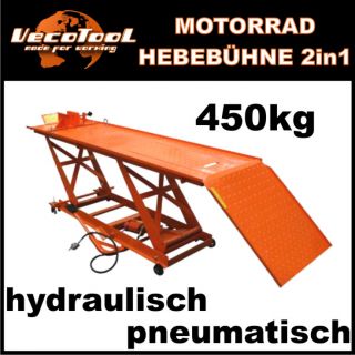 Motorradhebebuehne pneumatisch hydraulisch 450 kg Motorrad Hebebuehne