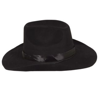 Black Felt Satin Band Cowboy Villain Outlaw Stetson Accessory Hat