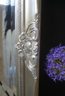 Wandspiegel Spiegel barock antik Silber 150 x 60 cm Facettenschliff