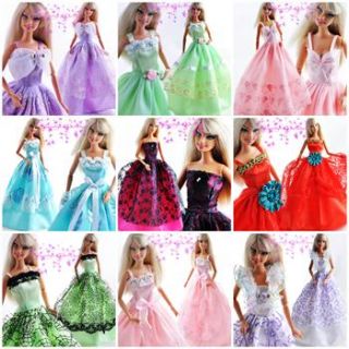 Barbie Hochzeit Puppe Kleidung Dress Kleider + 10 Paar Schuhe shoes