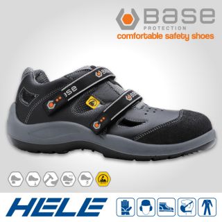 BASE Sandale S1p B493 Double Black ESD SRC, Schuhe