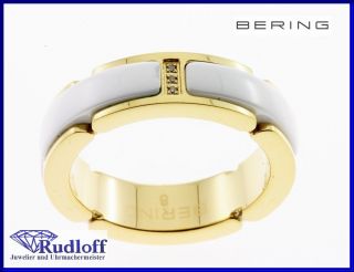Edelstahl Ceramic Ring Fingerring 502 25  weiß gold ab GR 49