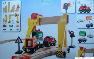 BRIO® #33048 Crane Set / Holz Container Eisenbahn mit Licht NEU TOP