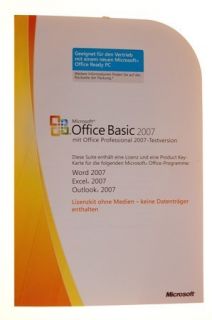 Micrsoft Office Basic 2007 Lizenzkit Ohne CDs Word/Excel/Outlook