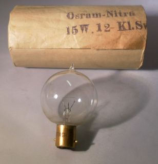alte Lampe Gluehlampen Schmelznippel Osram Nitra 15W 12Volt Kl Sw