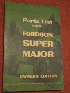 FORDSON Super Major ERSATZTEILLISTE 1960 Ersatzteileliste OWNERS