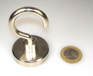 Neodym Magnet rund 40 mm mit Haken hält ca. 50,0 kg