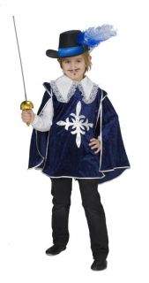 Kinder Musketier Kostüm Umhang in Blau Größe 104 bis 164