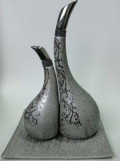 Keramik Vase Deko Set 3   teilig orientalisch (silber   gold   braun