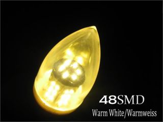 E14 LED 48 SMD LAMPE LEUCHTMITTEL KERZE WARM ENERGIESPARLAMPE