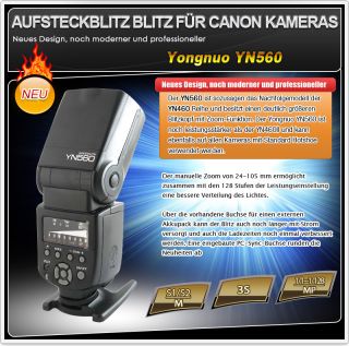 Aufsteckblitz Blitz YN560 Leitzahl 58 f. Canon Nikon Kamera Speedlite