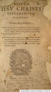 1590 Biblia graeca latina Novum Testamentum Bible Bibel Schweinsleder