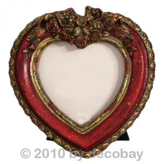 Herzlicher Barock Bilderrahmen Bild Rahmen Foto Herz Form Antik rot