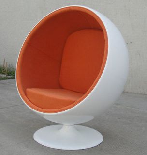 Eero Aarnio style ball pod globe chair, Orange fabric interior