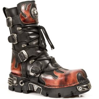 New Rock Gothic Boots Bikerstiefel 591 rote Flamme Stiefel