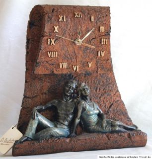 Stein Uhr,Skulptur,Bronze,A.Anglada,Zertifikat,Figur,Dekoration,Kunst