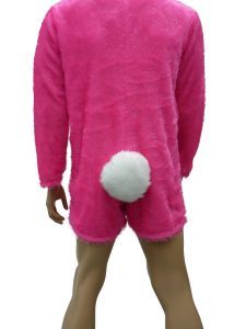 Pinkes Hasenkostüm mit kurzen Hosen für Junggesellenabschied JGA
