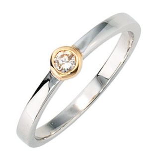 Damenring Ring mit Diamant Brillant, 585 Gold Weißgold Gelbgold