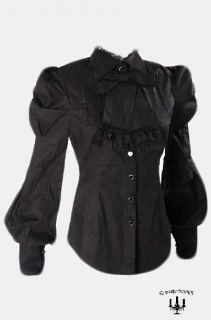 Victorian Bluse Top von RQ BL in schwarz mit Schleife Gothic Lolita 36