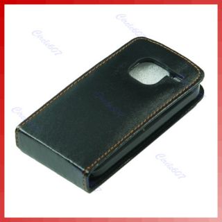 Leather Case Cover Flip Pouch For Nokia E5 Black New