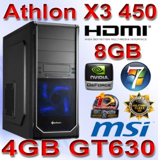 GAMER PC Computer AMD Athlon X3 3x3,20 GHz 8GB Nvidia GT630 4GB DX11