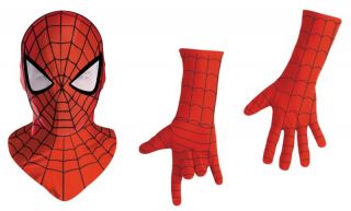 SPIDER MAN DELUXE MASK AND GLOVES ADULT ONE SIZE LICENSED 19062