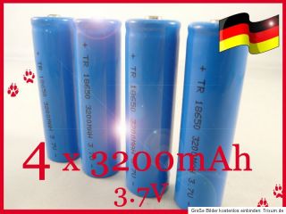 4x 18650 3200mAh 3.7V Wiederaufladbare Li ion Akku Batterie