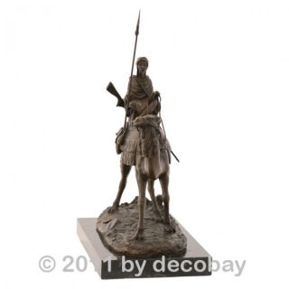 Dromedar Araber Beduine Bronzeskulptur Krieger mit Lanze Bronze Statue