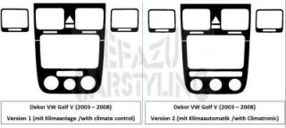 Dekor Blenden Interieur Mittelkonsole Lüftung VW Golf V 5 Alu, Carbon