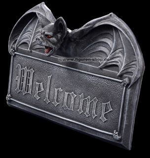 Fledermaus Schild   Welcome   Fantasy Gothic Türschild Bat Wall