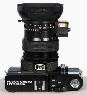 Fujica GM670 +EBC Fujinon AE 3,5 100 mm +Gegenlichtblende
