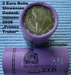 Slowenien Rolle 2 Euro Gedenkmünzen 2008 Trubar sehend