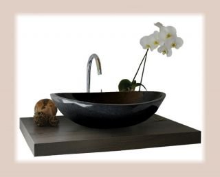 Waschbecken aus Marmor, Basalt, Model Monaco, schwarz