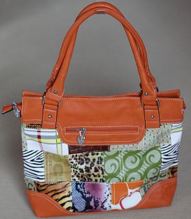 Trendy Multi Color orange Shopper m. vielen Fächern