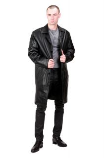 Ramonti Mens New Black Long Leather Walking Coat M L XL 2XL 3XL
